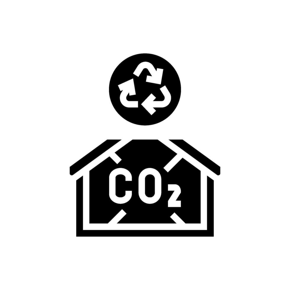 Kohlenstoff neutral Gebäude Grün Glyphe Symbol Vektor Illustration