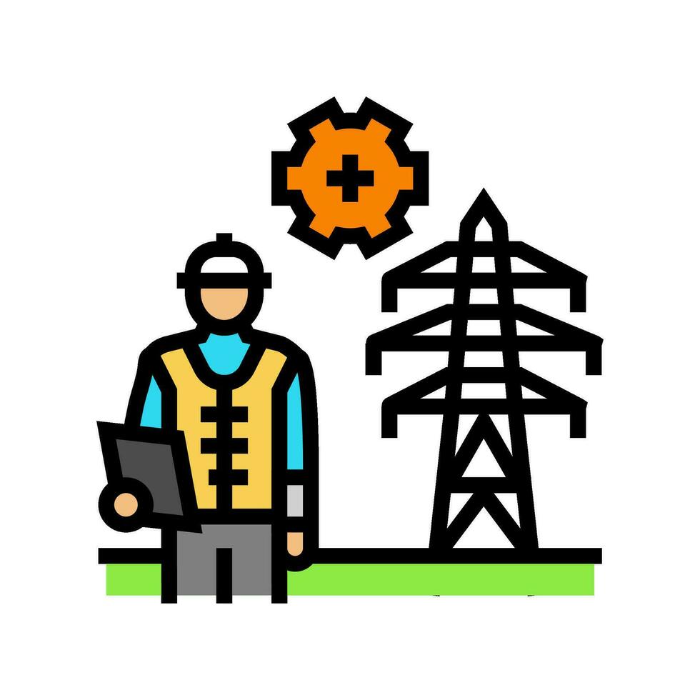 underhåll elektrisk rutnät Färg ikon vektor illustration