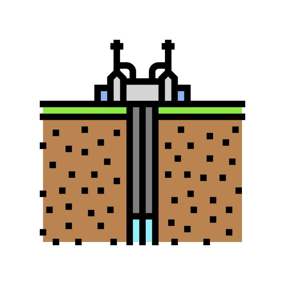 väl geotermisk energi Färg ikon vektor illustration
