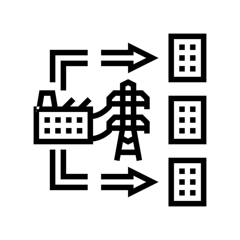 Leistung Verteilung elektrisch Gitter Linie Symbol Vektor Illustration