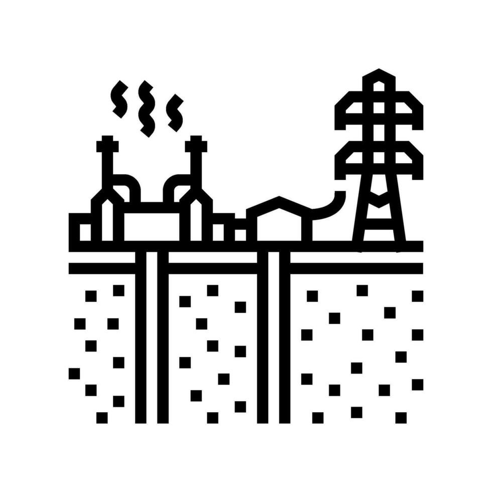 Leistung Gitter geothermisch Energie Linie Symbol Vektor Illustration