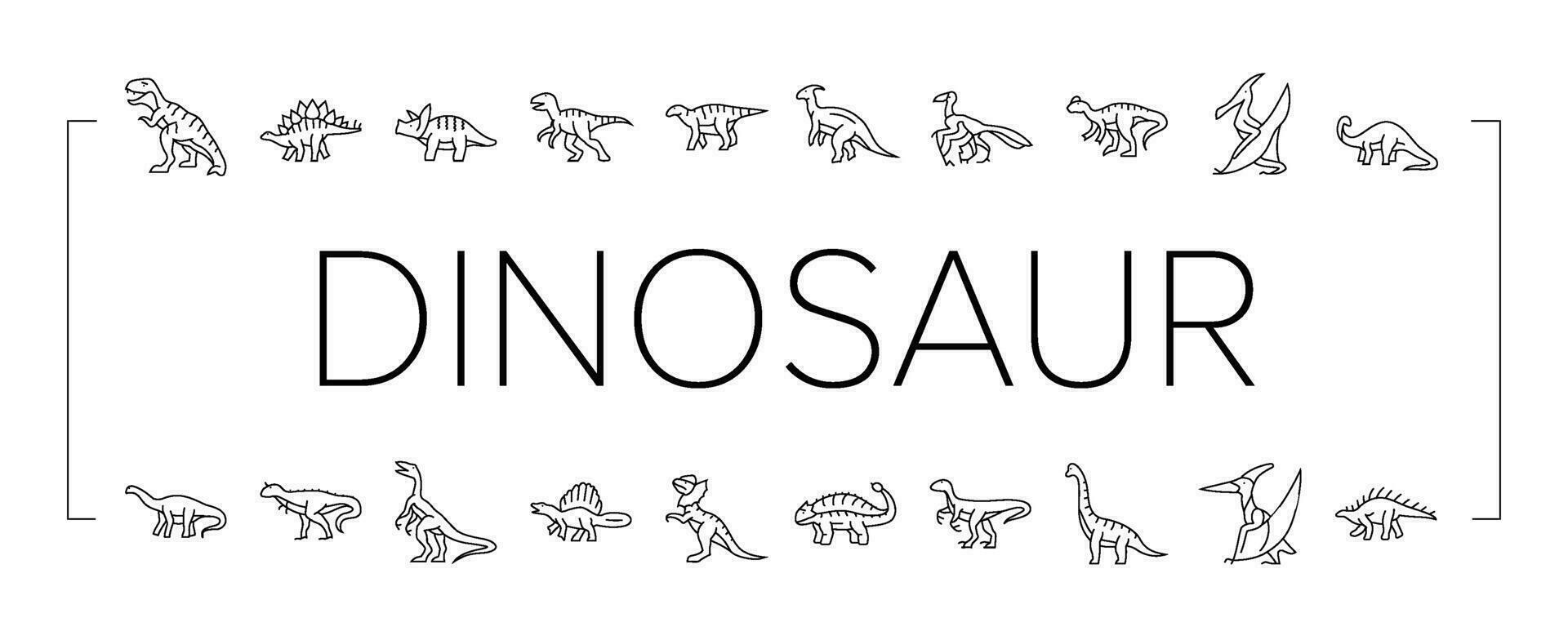 dinosaurie dino djur- söt ikoner uppsättning vektor