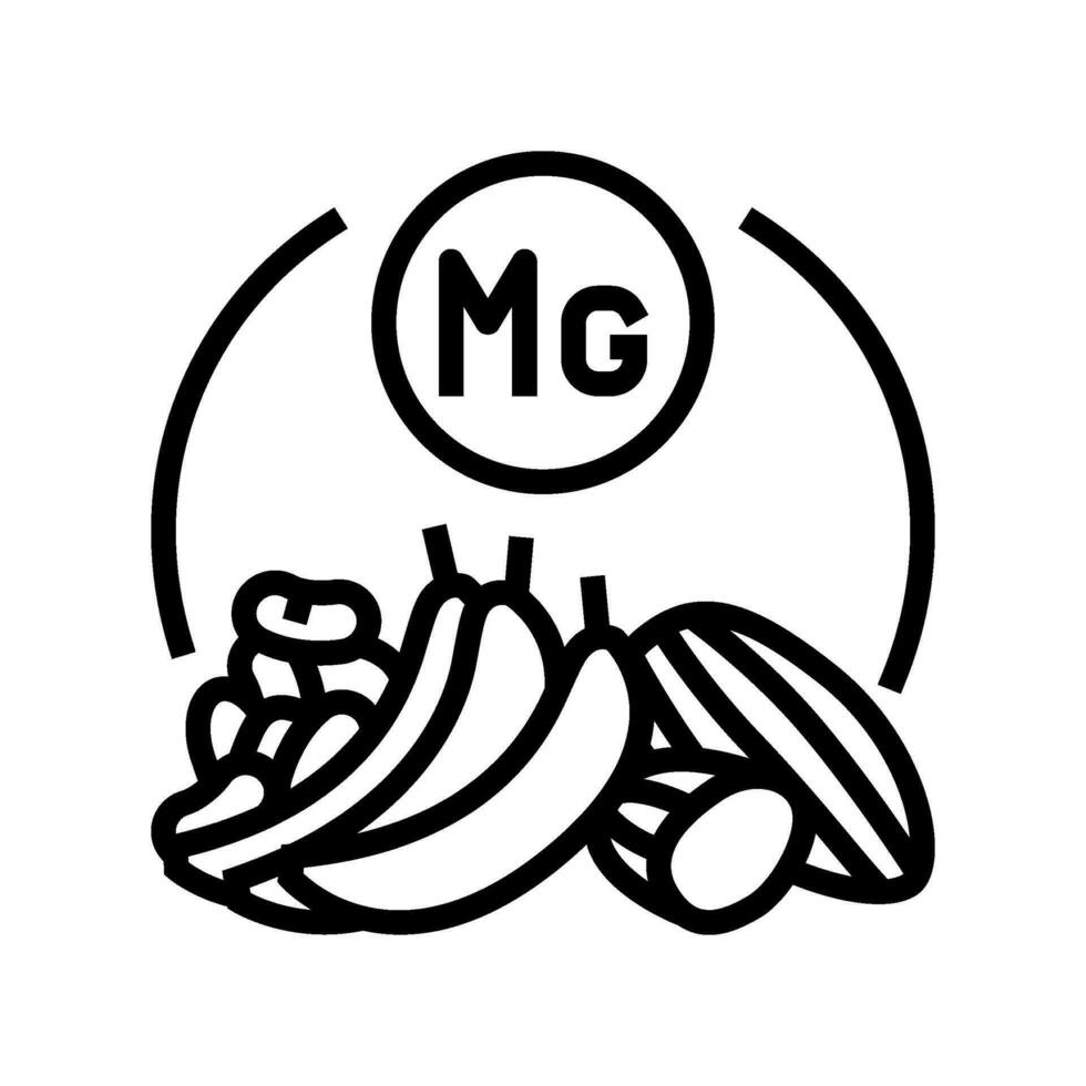 Magnesium Reich Essen Osteoporose Linie Symbol Vektor Illustration