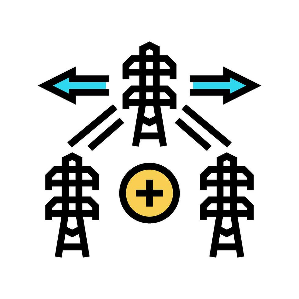 Erweiterung elektrisch Gitter Farbe Symbol Vektor Illustration