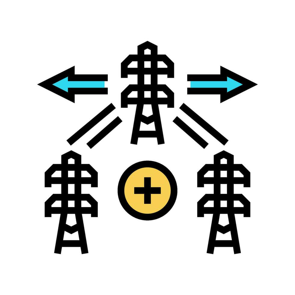 expansion elektrisk rutnät Färg ikon vektor illustration