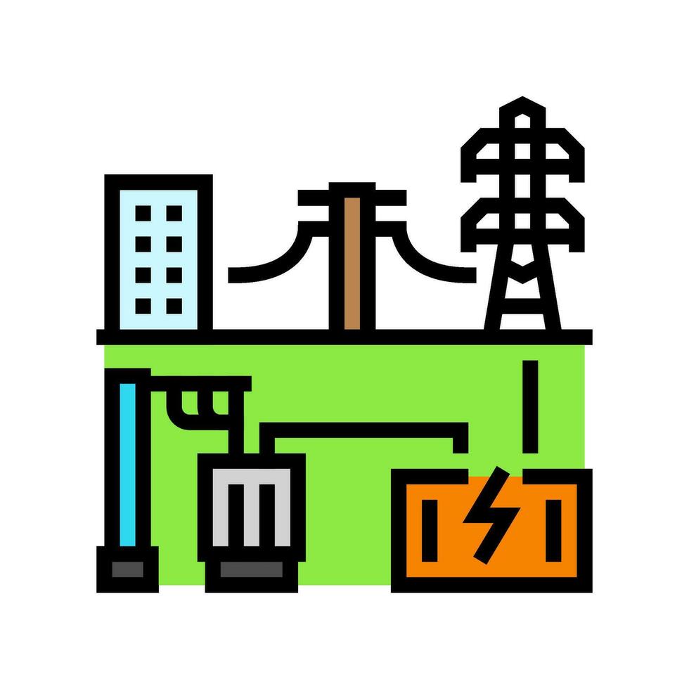 Konnektivität elektrisch Gitter Farbe Symbol Vektor Illustration