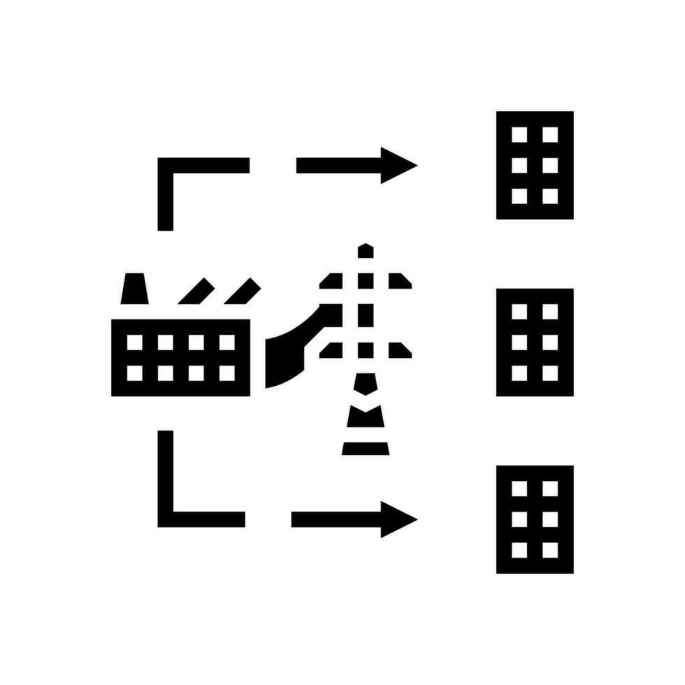 Leistung Verteilung elektrisch Gitter Glyphe Symbol Vektor Illustration