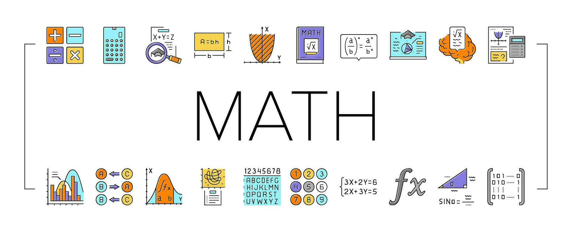 matematik utbildning skola vetenskap ikoner uppsättning vektor