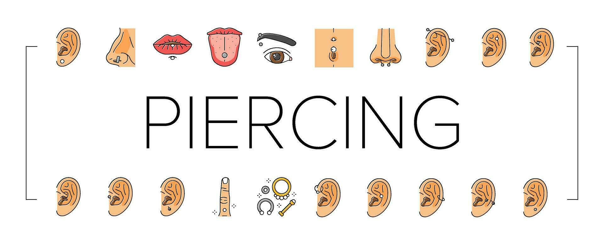Piercing Mode Schönheit Ohrring Symbole einstellen Vektor