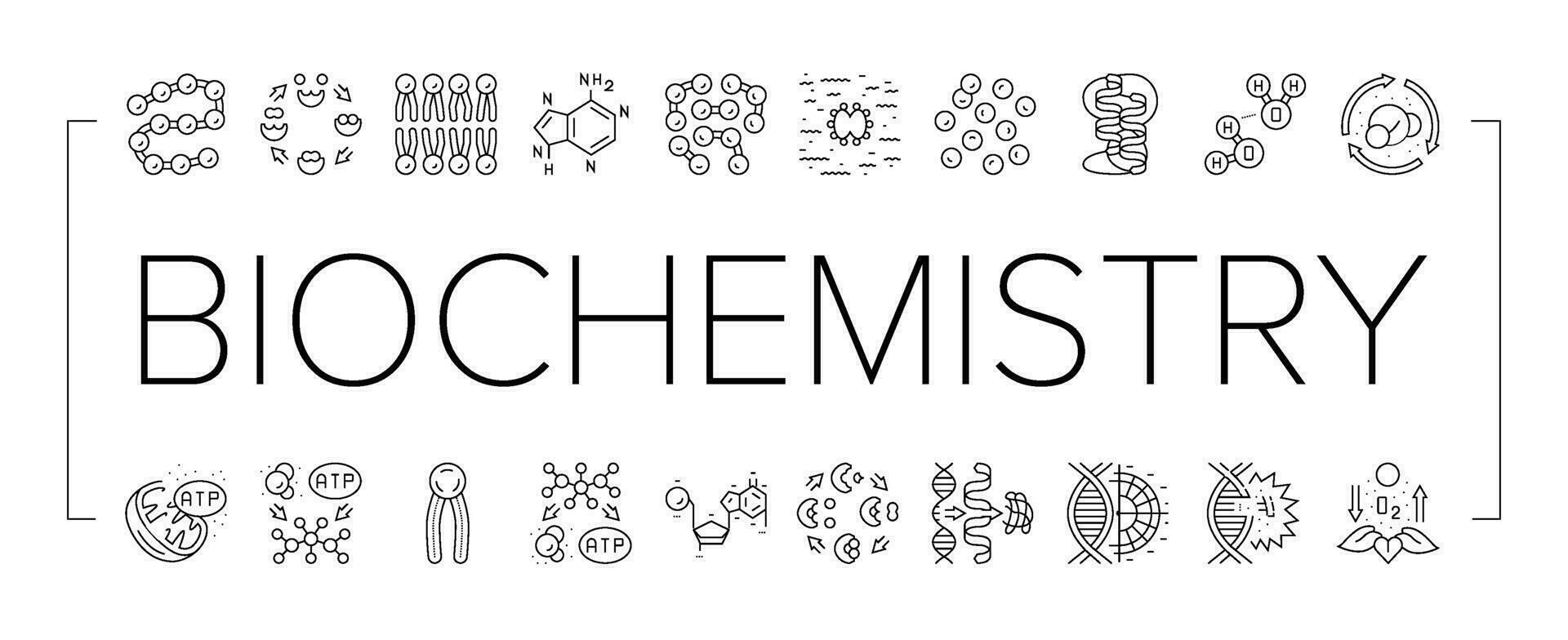 Biotechnologie Chemie Wissenschaft Symbole einstellen Vektor