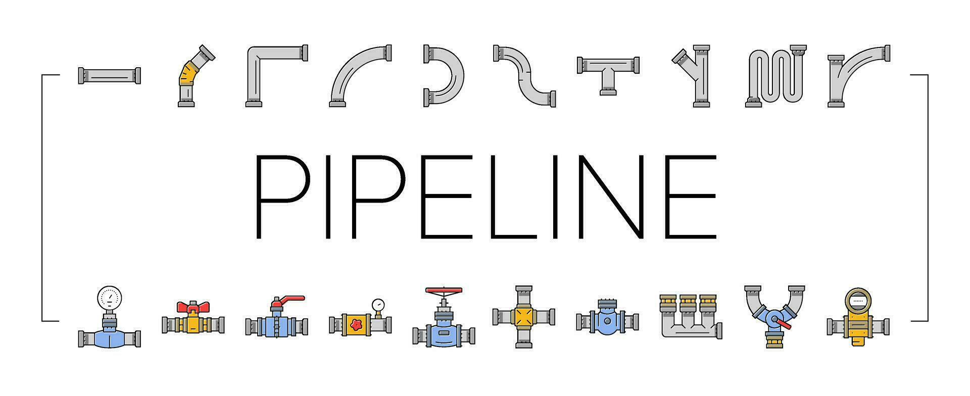 Pipeline Öl Industrie Gas Rohr Symbole einstellen Vektor