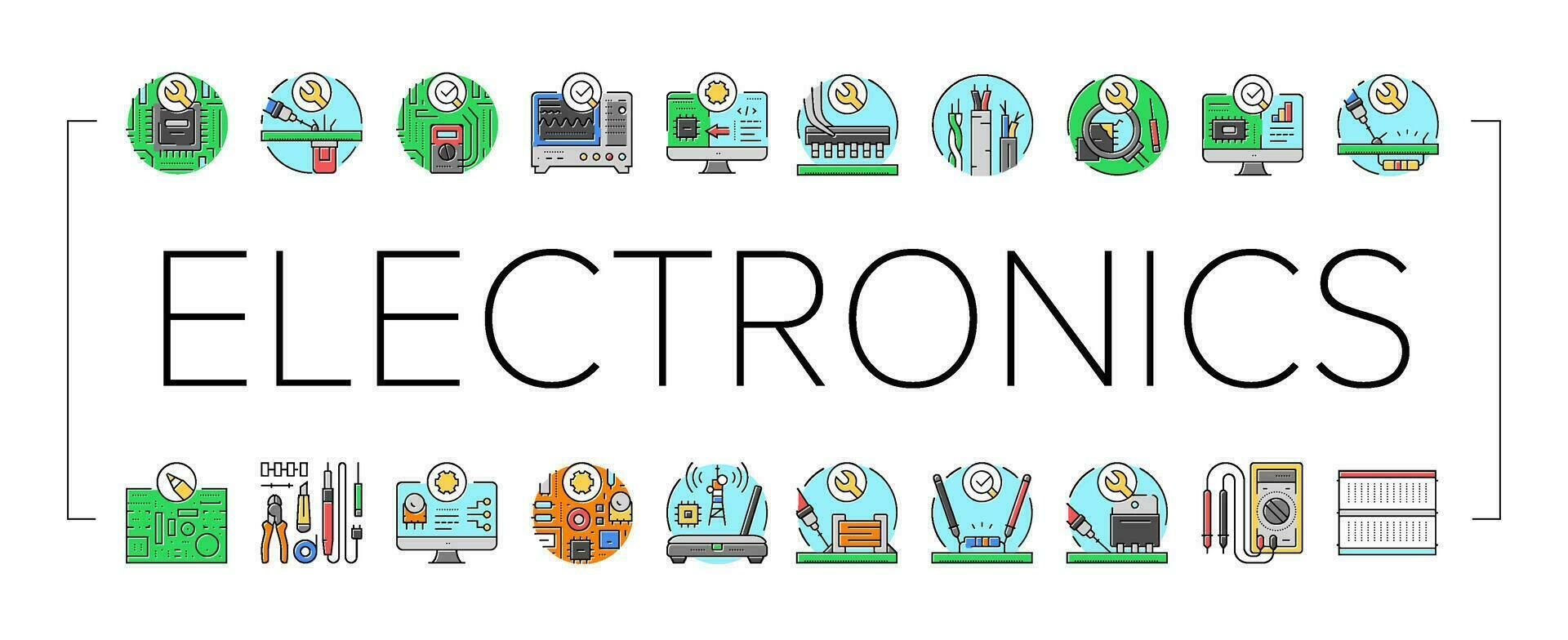 Elektronik Techniker Technologie Symbole einstellen Vektor