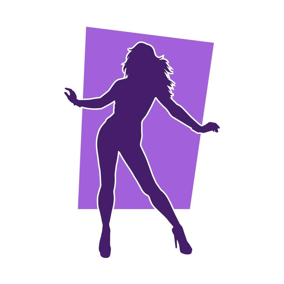Silhouette von ein schlank weiblich im tanzen Pose. Silhouette von ein Frau Tanzen. vektor