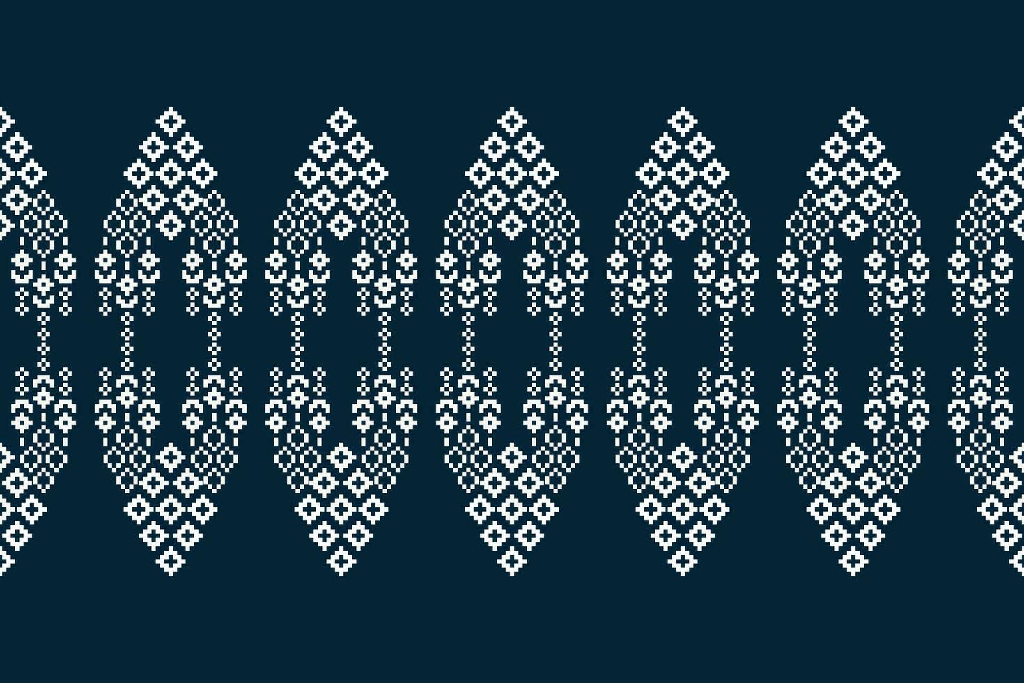 ethnisch geometrisch Stoff Muster Kreuz Stich.ikat Stickerei ethnisch orientalisch Pixel Muster Blau Hintergrund. abstrakt, vektor, illustration. Textur, Kleidung, Rahmen, Dekoration, Motive, Seide Hintergrund. vektor