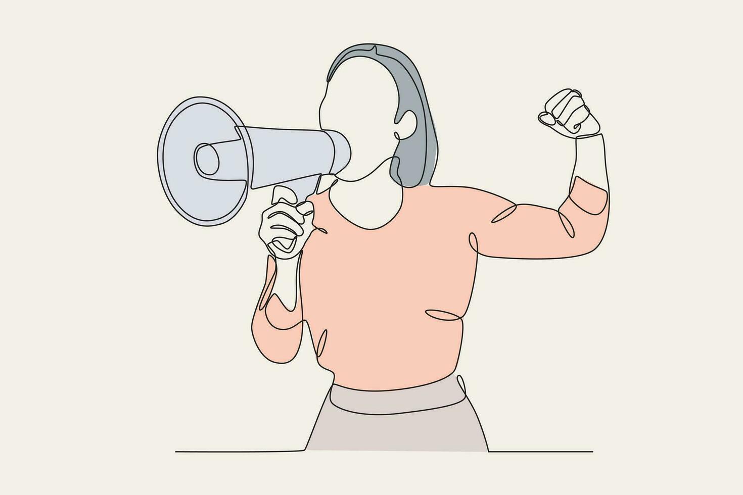 Färg illustration av en kvinna tala upp med passionen vektor