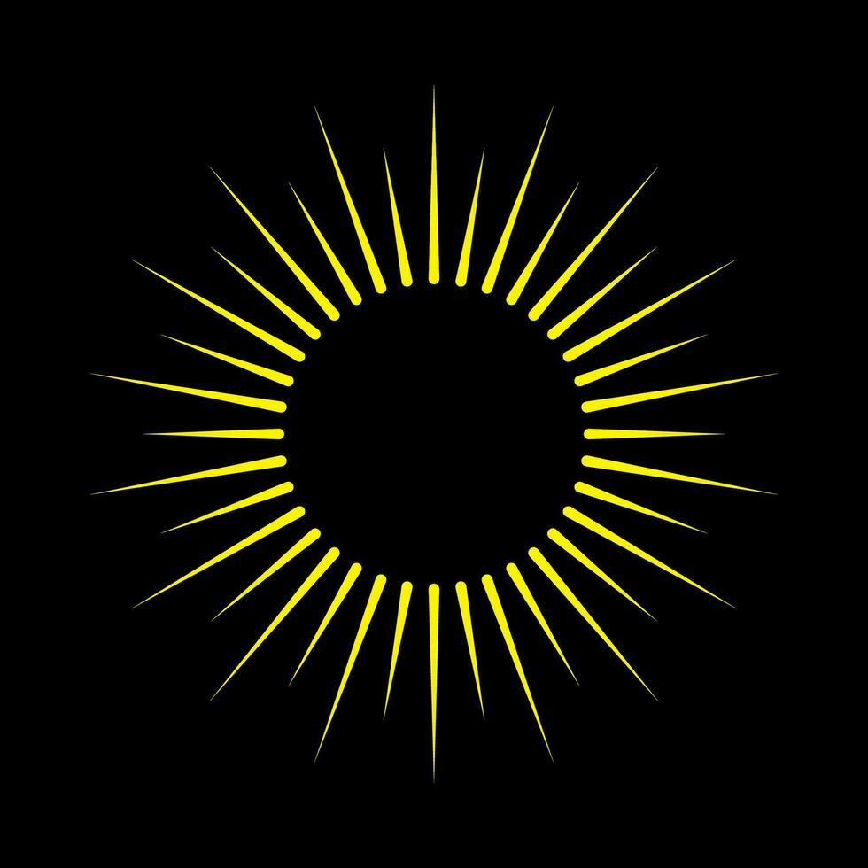 Sonnendurchbruch, Licht Strahlen im Linie Kunst. Bohemien Symbol Sprengung Sonne Strahlen, Feuerwerk Vektor. vektor
