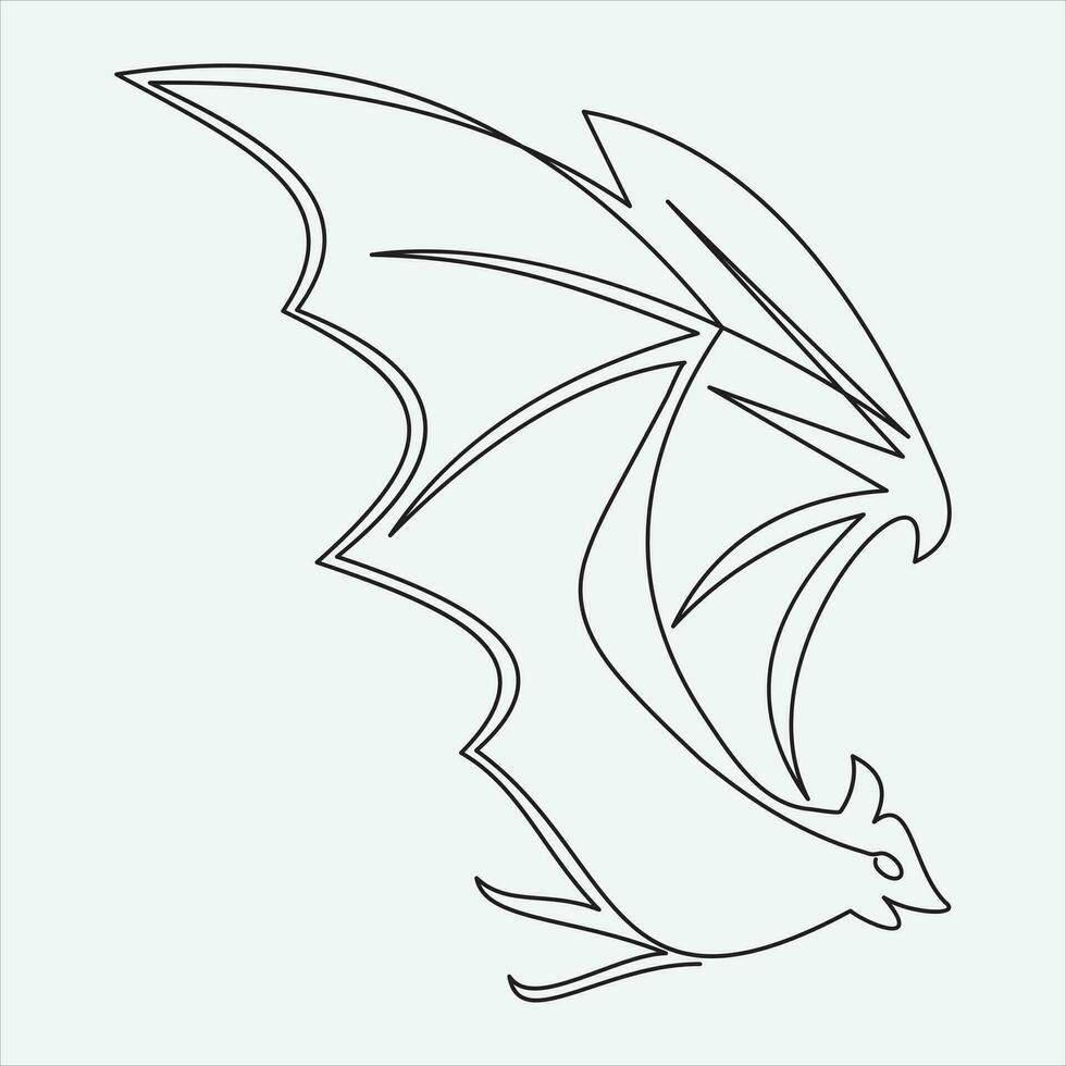 kontinuerlig linje teckning vektor illustration fladdermus konst