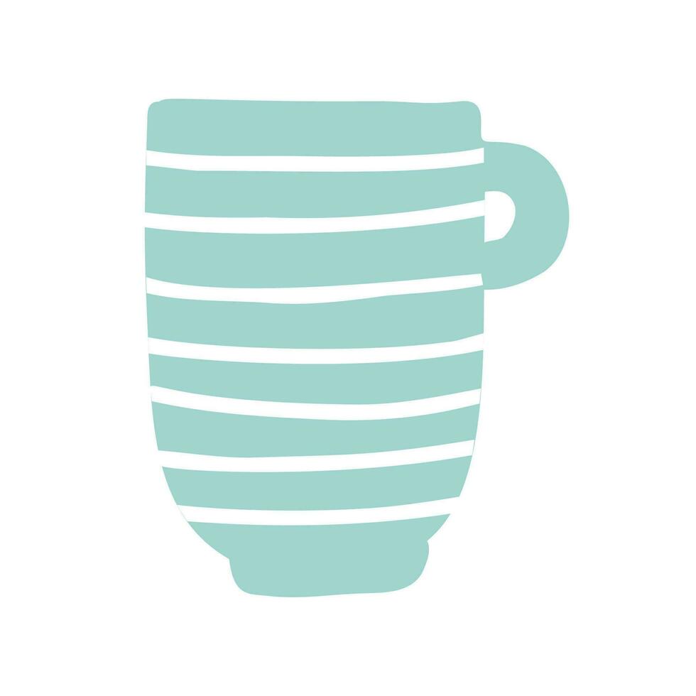 Blau Tasse Becher isoliert Vektor Symbol. Single Objekt Clip Art Becher mit handhaben. eben farbig Design. Tasse von Kaffee, Tee, heiß trinken, Kakao. süß Design Element.