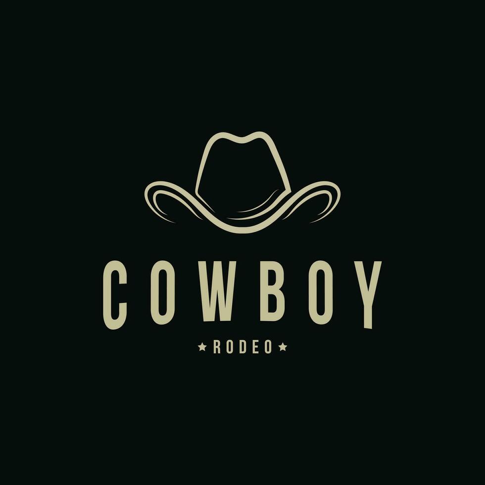 cowboy hatt rodeo logotyp design årgång retro stil vektor