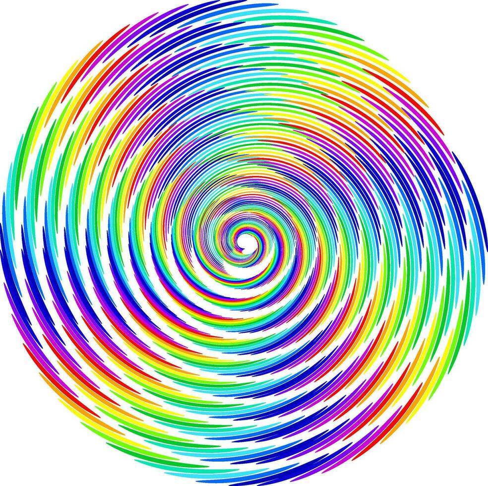 regnbåge spiral med mycket levande färger. fantasi virvelvind med primär färger vektor