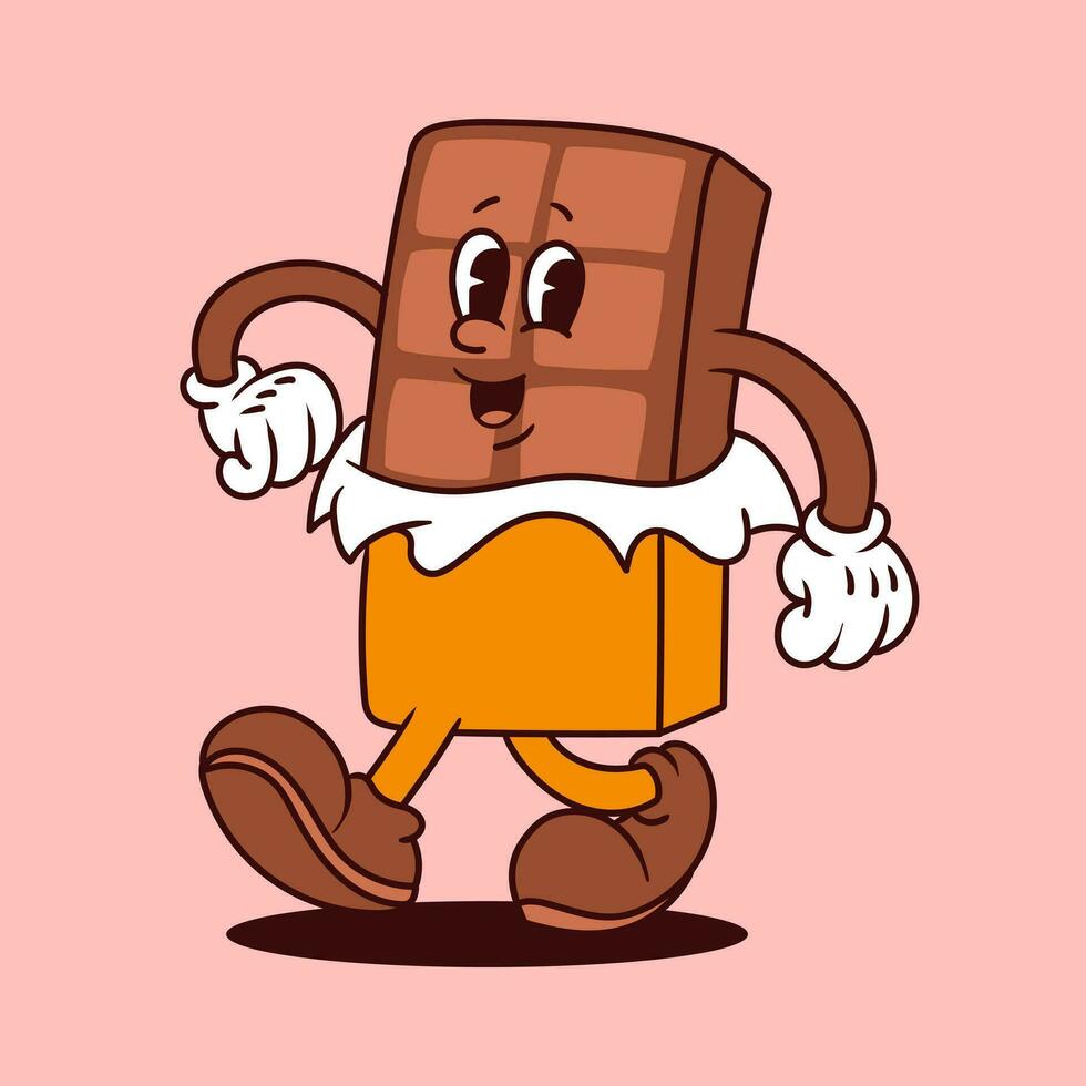 süß Schokolade Charakter, Schokolade Vektor, süß retro Charakter vektor