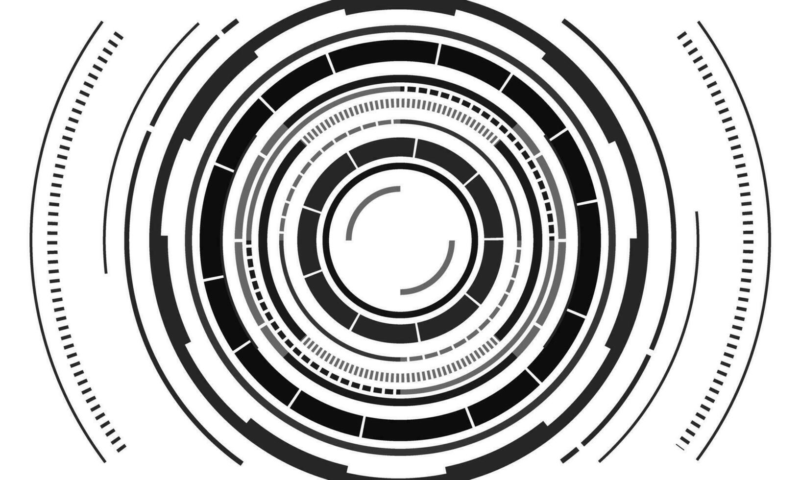 hud Sci-Fi Kreis Schnittstelle Bildschirm Aussicht grau geometrisch Design virtuell Wirklichkeit futuristisch Technologie kreativ Anzeige auf Weiß Vektor