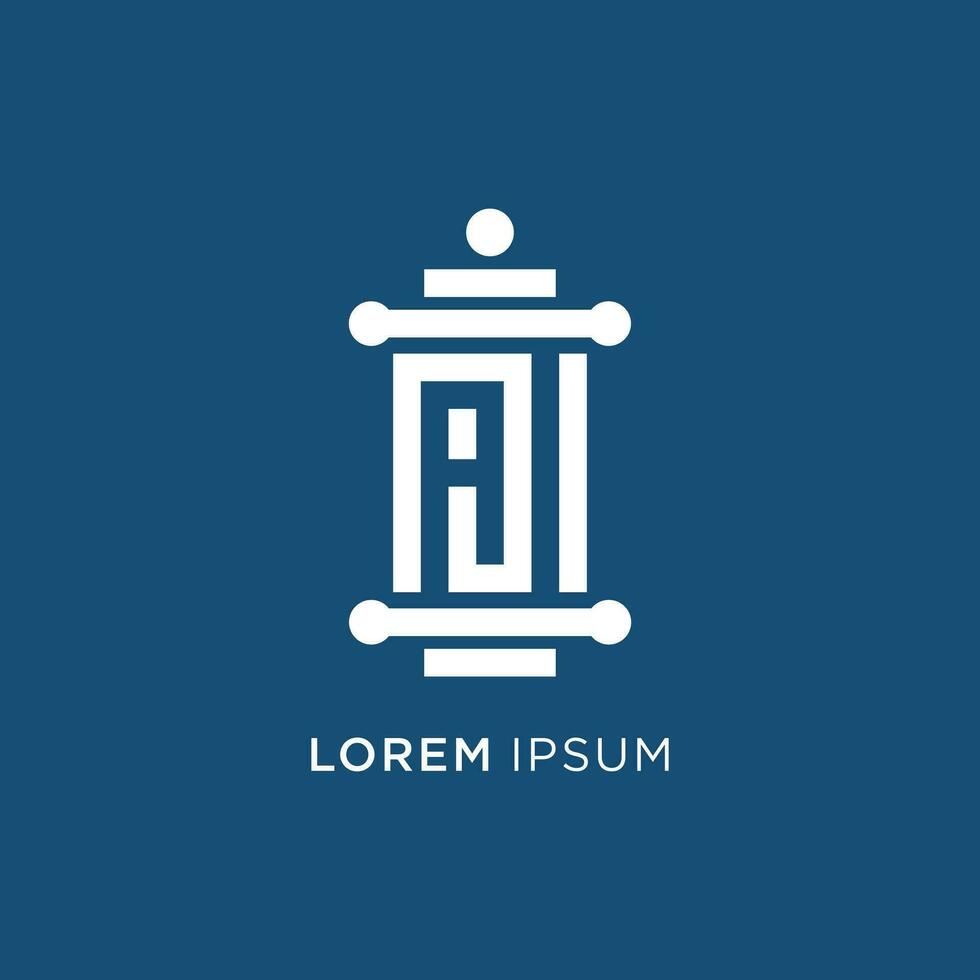 Gesetz mit Brief ein Design Logo Vektor Illustration Idee Konzept