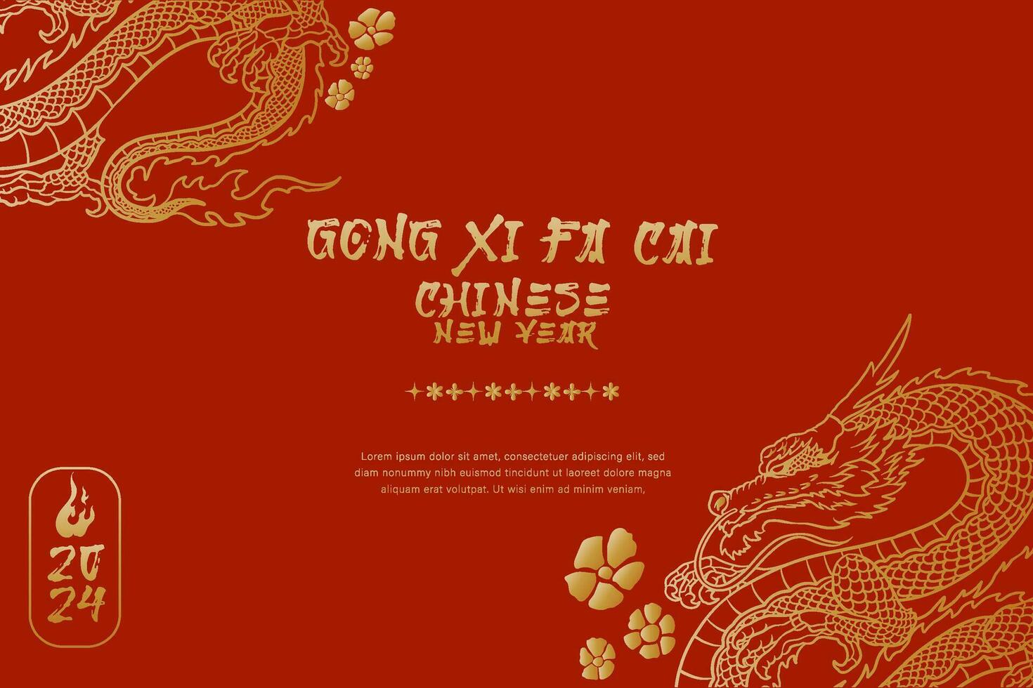 elegant Chinesisch Neu Jahr Banner und Poster mit Drachen Zeichen Jahr von das Drachen mit rot Hintergrund vektor