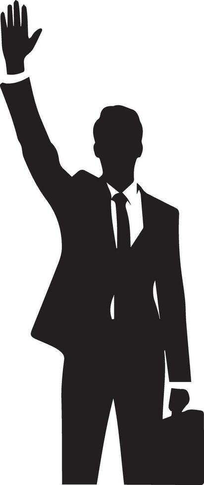 Geschäft Mann angehoben Hand Vektor Silhouette, schwarz Farbe Silhouette