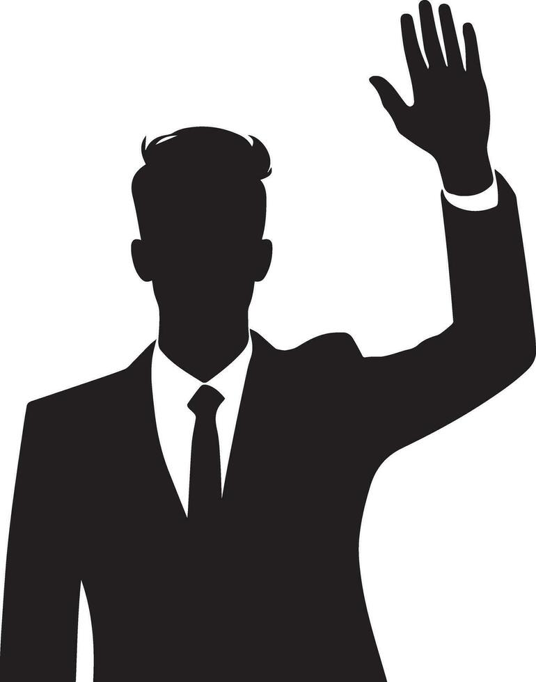 Geschäft Mann angehoben Hand Vektor Silhouette, schwarz Farbe Silhouette