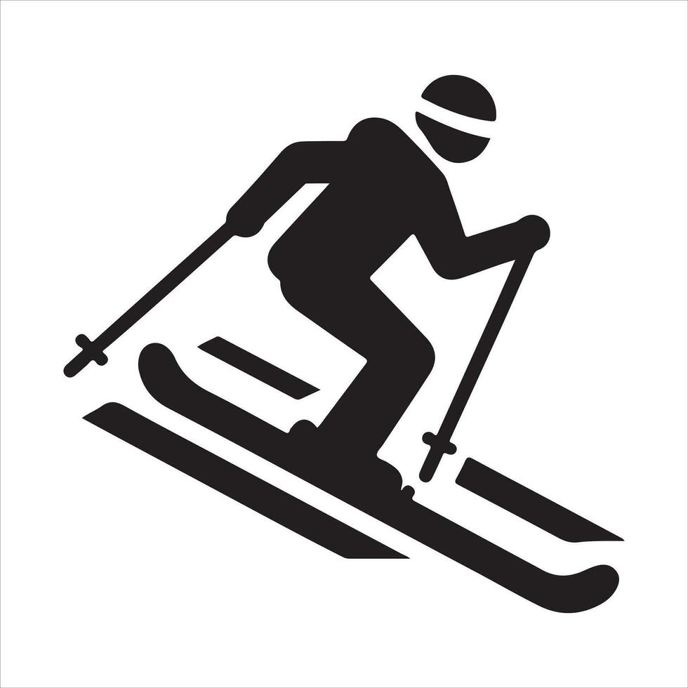 ein Skifahrer Vektor Silhouette schwarz Farbe