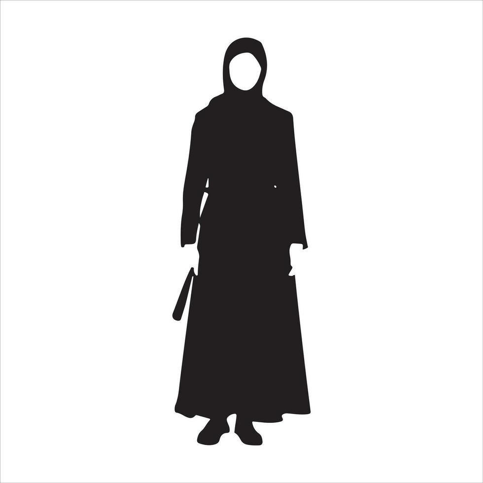 ein Hijab Stil Frau Stehen Pose Vektor Silhouette