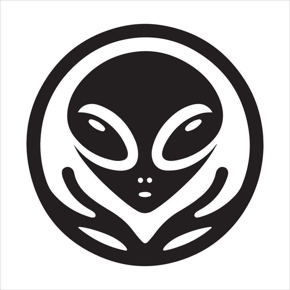 minimal Außerirdischer Symbol Vektor Silhouette schwarz Farbe