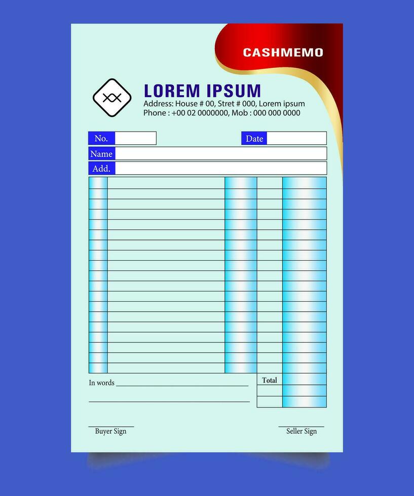 Geschäft Zahlung Kasse Memo Rechnung Vektor Vorlage Design, Kasse Memo Design. Vektor Geschäft Kasse Memo Design