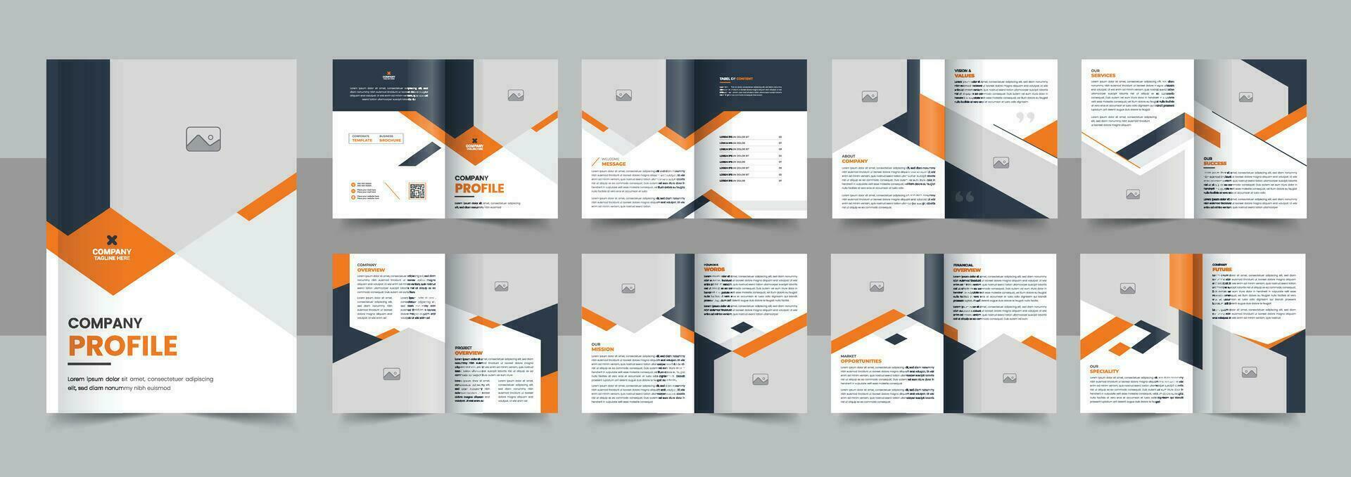 Mehrere Seiten Unternehmen Profil Geschäft Broschüre Design Layout, korporativ Broschüre editierbar Vorlage mit Startseite Buchseite, minimalistisch a4 16 Seiten Broschüre Design mit modern Konzept vektor