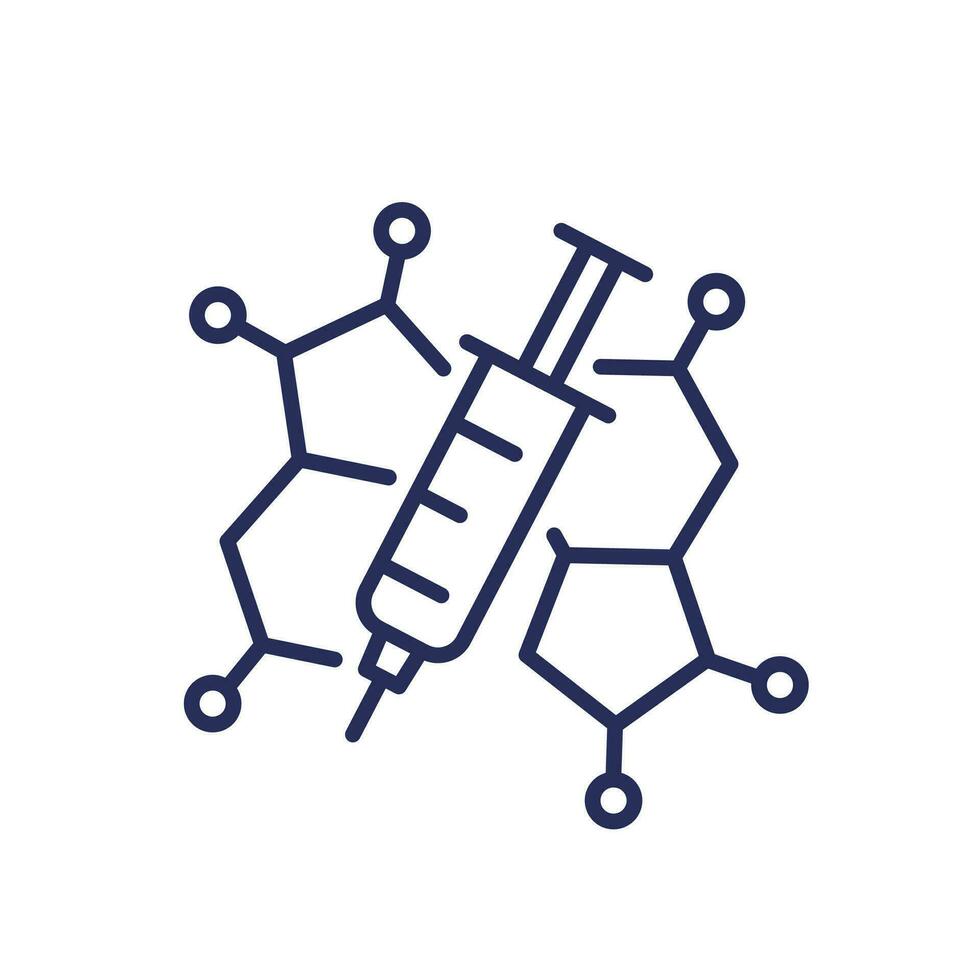 Hormon Therapie Symbol mit ein Spritze, Linie Vektor