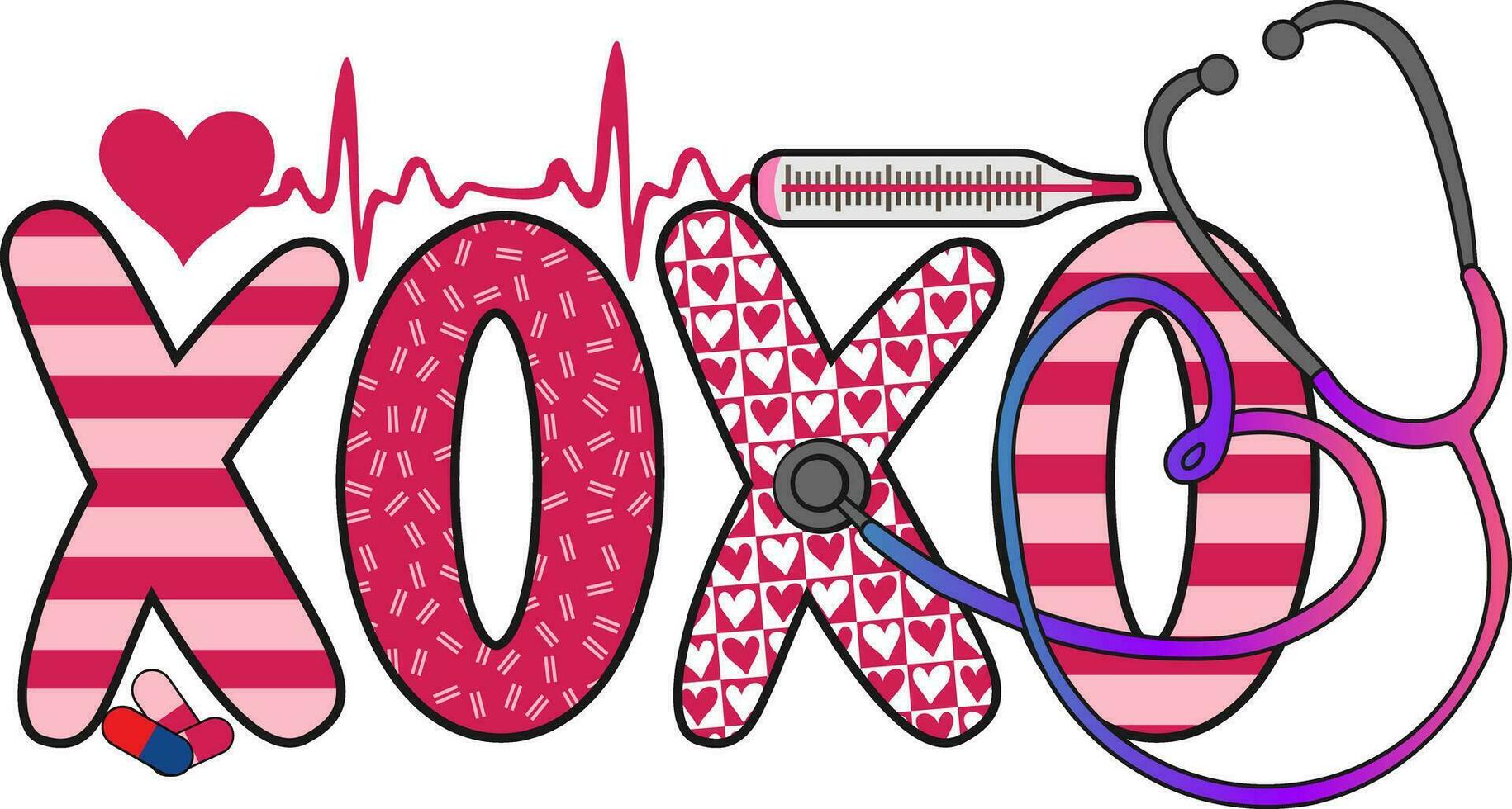 Valentinsgrüße Tag Krankenschwester xoxo vektor