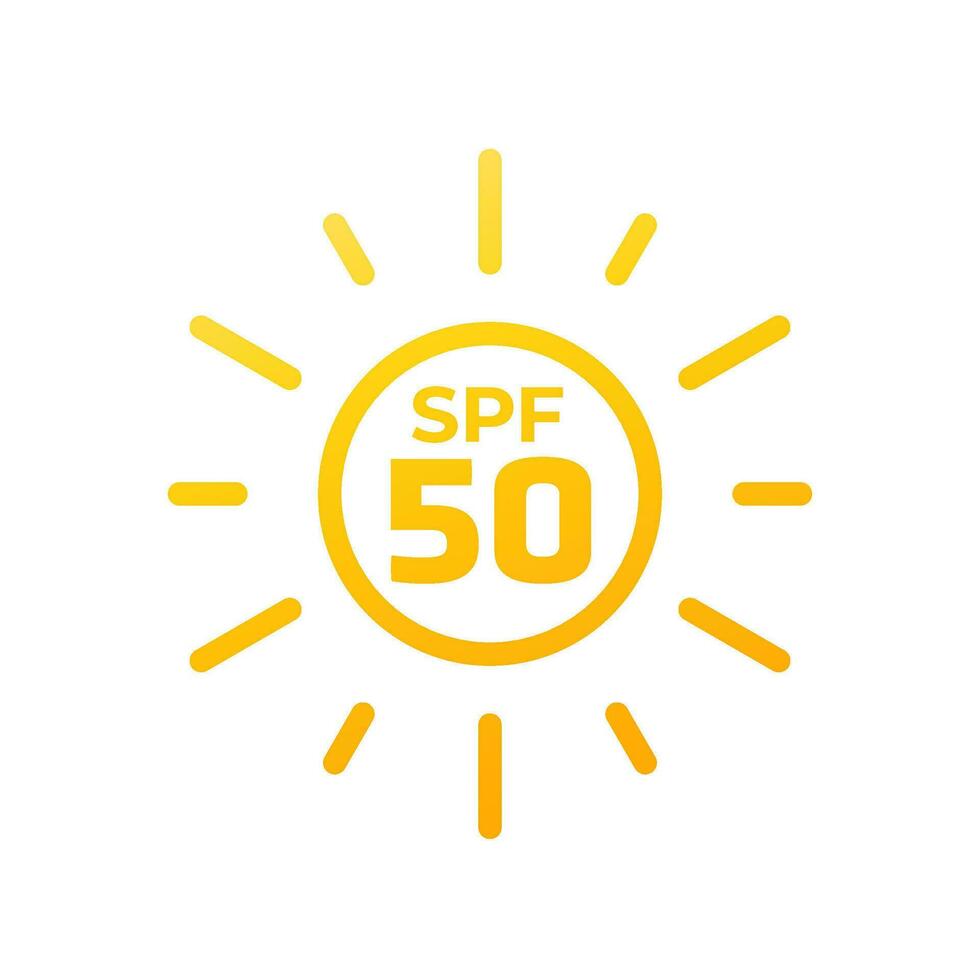 spf 50 Symbol mit ein Sonne, Vektor