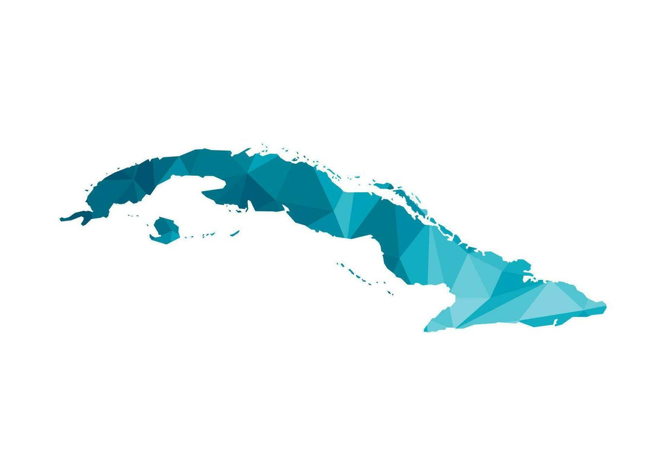 vektor isolerat illustration ikon med förenklad blå silhuett av republik av kuba Karta. polygonal geometrisk stil, triangel- former. vit bakgrund.