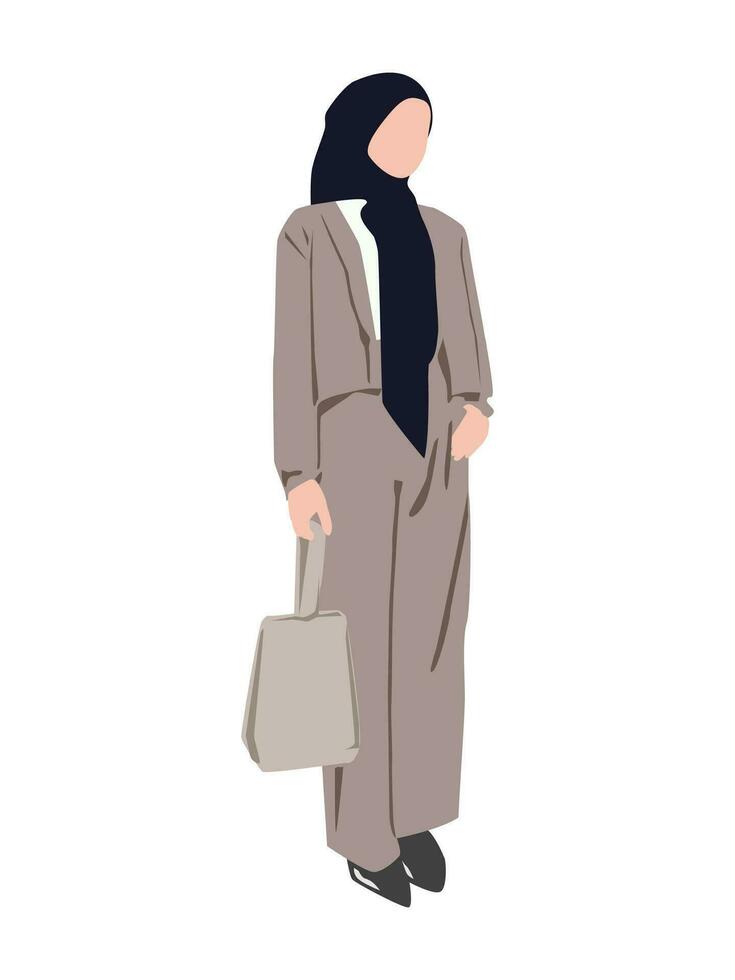 arbetssätt kvinna stil i hijab vektor