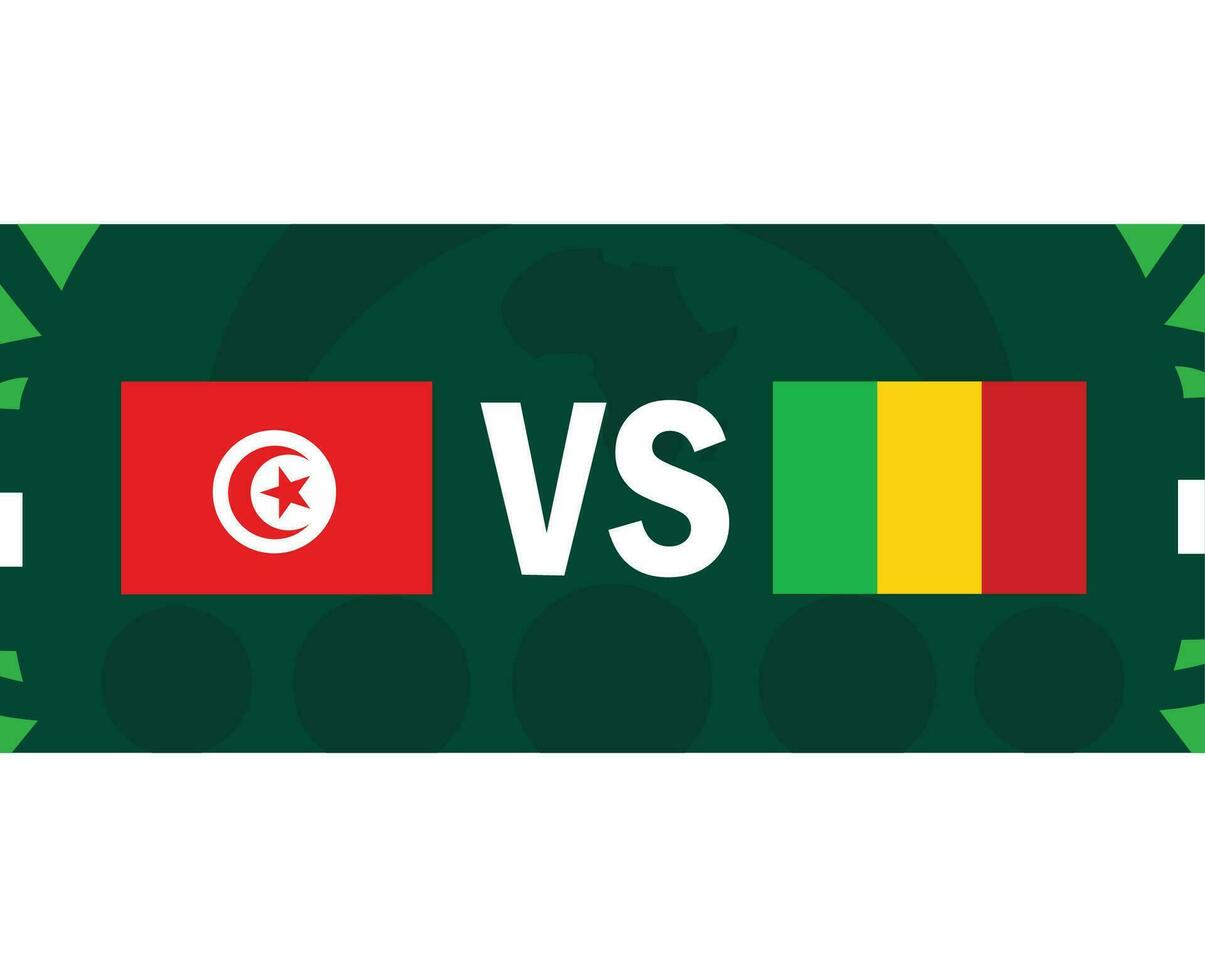 tunisien och mali afrikansk flaggor nationer 2023 grupp e lag länder afrikansk fotboll symbol logotyp design vektor illustration