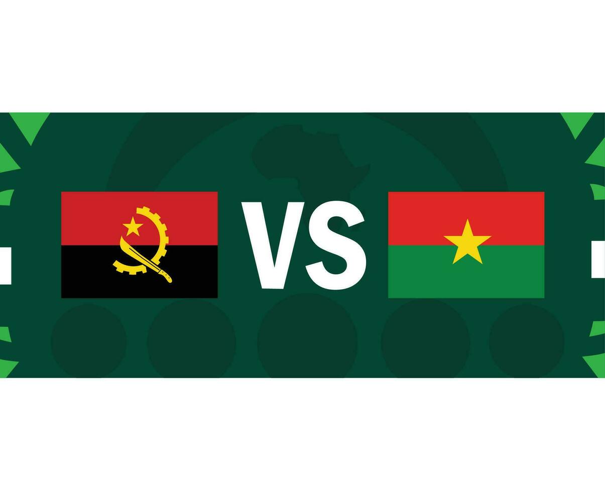 Angola und Burkina Faso afrikanisch Flaggen Nationen 2023 Gruppe d Teams Länder afrikanisch Fußball Symbol Logo Design Vektor Illustration