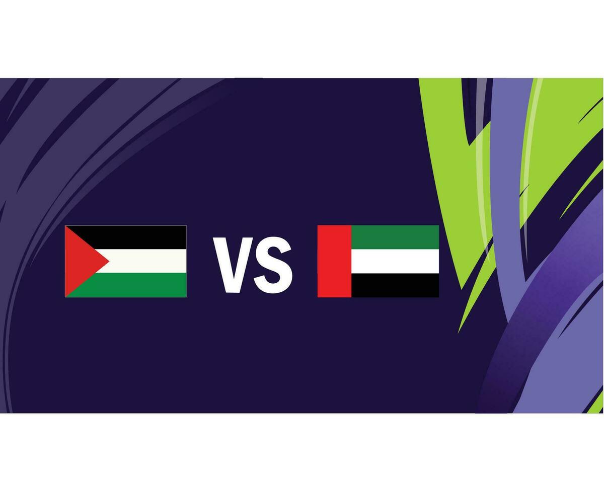 palestina och uae asiatisk flaggor nationer 2023 grupp c lag länder asiatisk fotboll symbol logotyp design vektor illustration