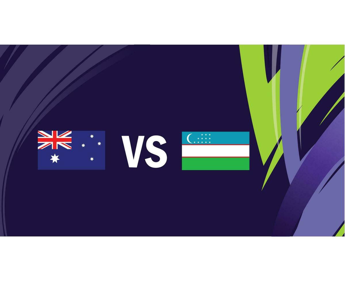 Australien och uzbekistan asiatisk flaggor nationer 2023 grupp b lag länder asiatisk fotboll symbol logotyp design vektor illustration
