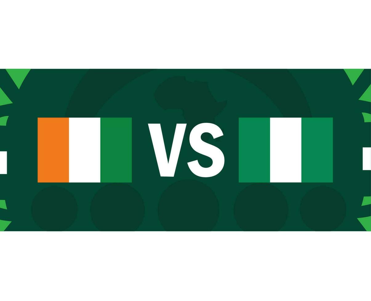 cote divoire och nigeria afrikansk flaggor nationer 2023 grupp en lag länder afrikansk fotboll symbol logotyp design vektor illustration
