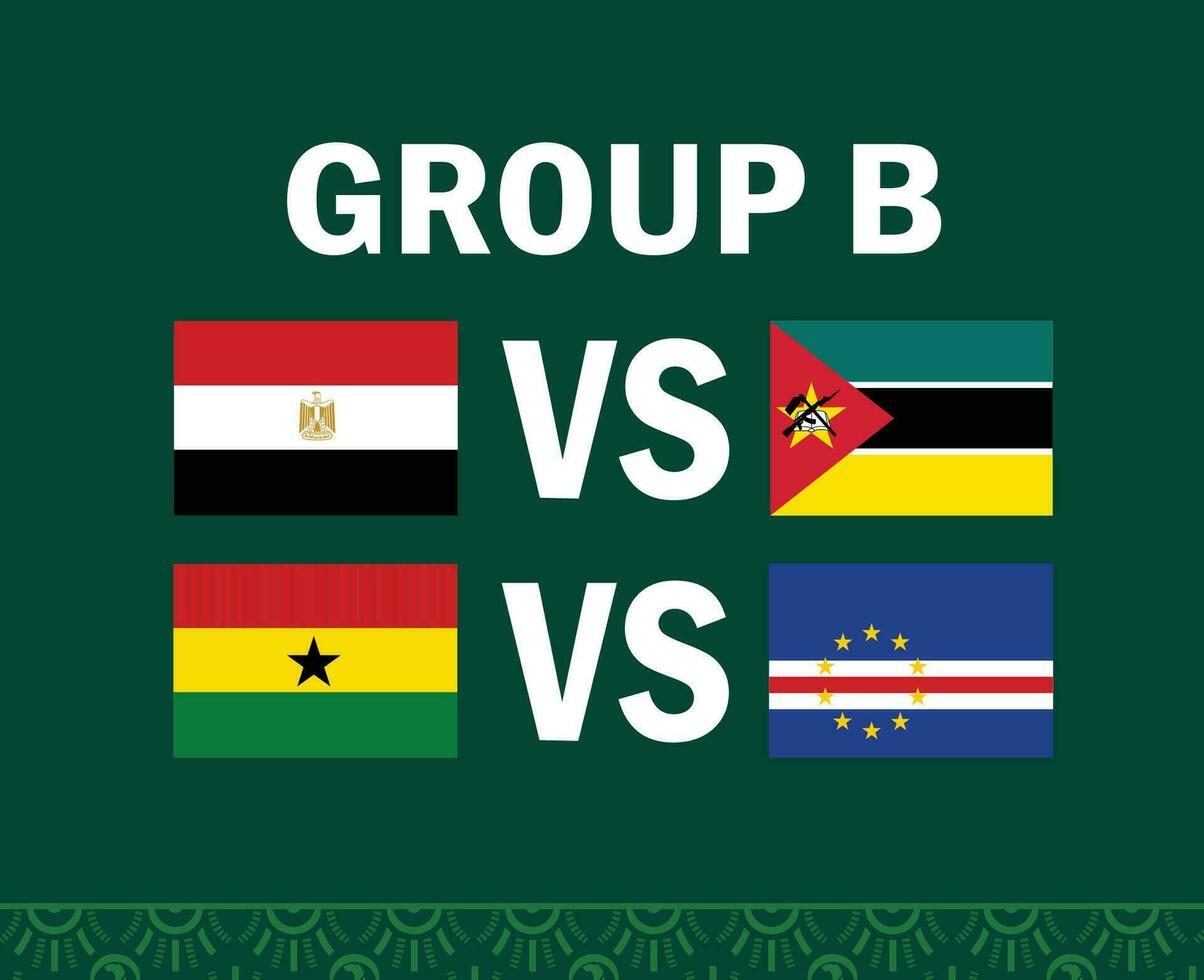 Ägypten Mozambique Kap verde und Ghana afrikanisch Flaggen Nationen 2023 Gruppe b Teams Länder afrikanisch Fußball Symbol Logo Design Vektor Illustration