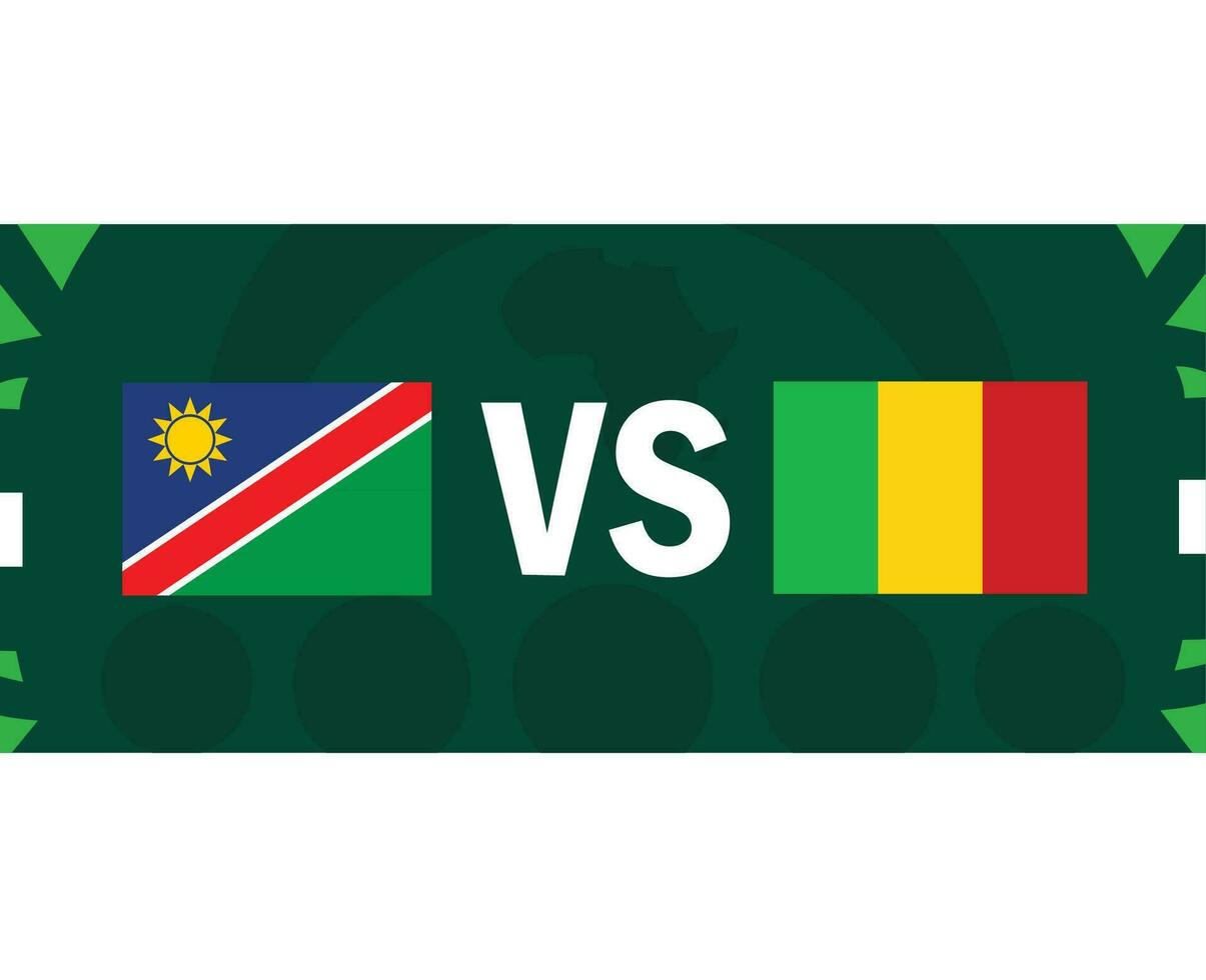 namibia och mali afrikansk flaggor nationer 2023 grupp e lag länder afrikansk fotboll symbol logotyp design vektor illustration