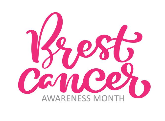 Brest Cancer awareness month Oktober kalligrafi vektor bokstäver text med drottning krona för bröstcancer isolerad på vit bakgrund