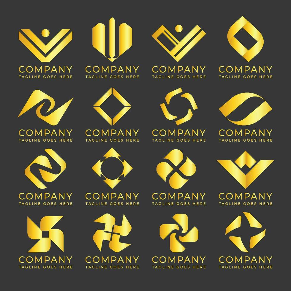 lyx gyllene lutning logotyp design samling vektor