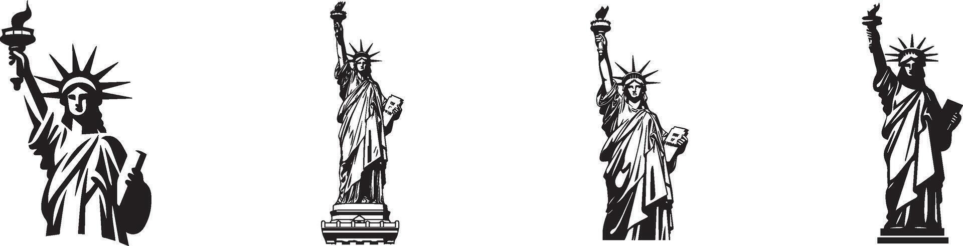 USA oder das vereinigt Zustände von Amerika Unabhängigkeit Tag Logo zum das 4 .. von Juli mit Statue von Freiheit, Vektor Illustration.